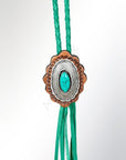 American Darling ADJW106D Braided Genuine Leather Jewelry Necklace with Concho