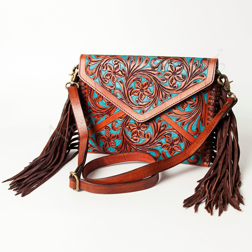 American Darling ADBGK106 Envelope Hand Tooled Genuine Leather Women Bag Western Handbag Purse