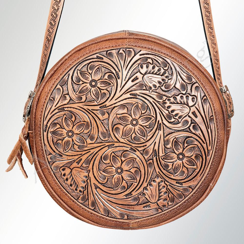 American Darling ADBGK113B Canteen Hand Tooled Genuine Leather Women Bag Western Handbag Purse