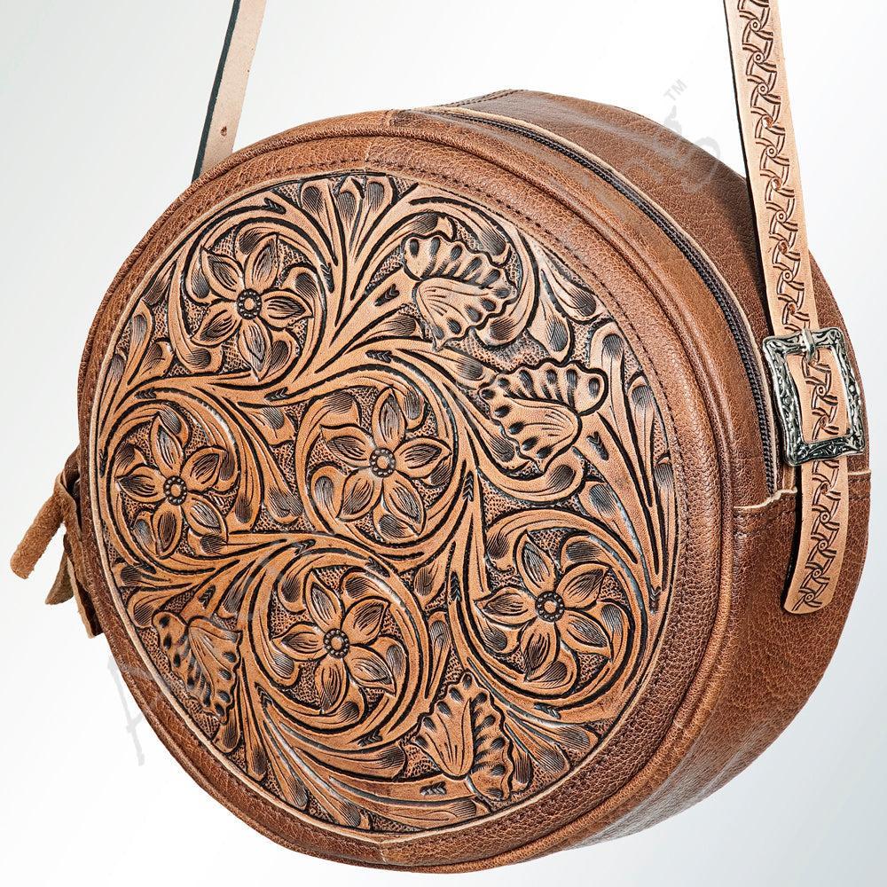 American Darling ADBGK113B Canteen Hand Tooled Genuine Leather Women Bag Western Handbag Purse