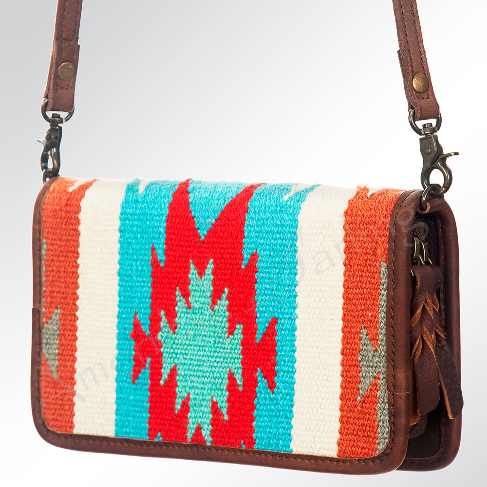 American Darling ORGANISER Upcycled Wool Genuine Leather women bag western handbag purse
