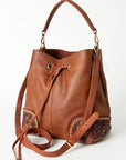 American Darling Tote Hand Tooled Hair On Genuine Leather Women Bag Western Handbag Purse