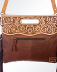 American Darling Clutch Hand Tooled Saddle Blanket Fabric Genuine Leather Western Women Bag Handbag Purse | Purses for Cute