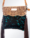 American Darling Clutch Hand Tooled Saddle Blanket Fabric Genuine Leather Western Women Bag Handbag Purse | Purses for Cute