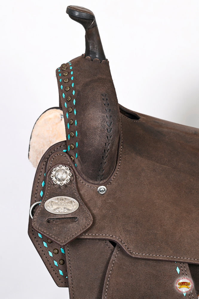 17 In Hilason Flex Tree Western Horse Saddle American Leather Barrel Trail