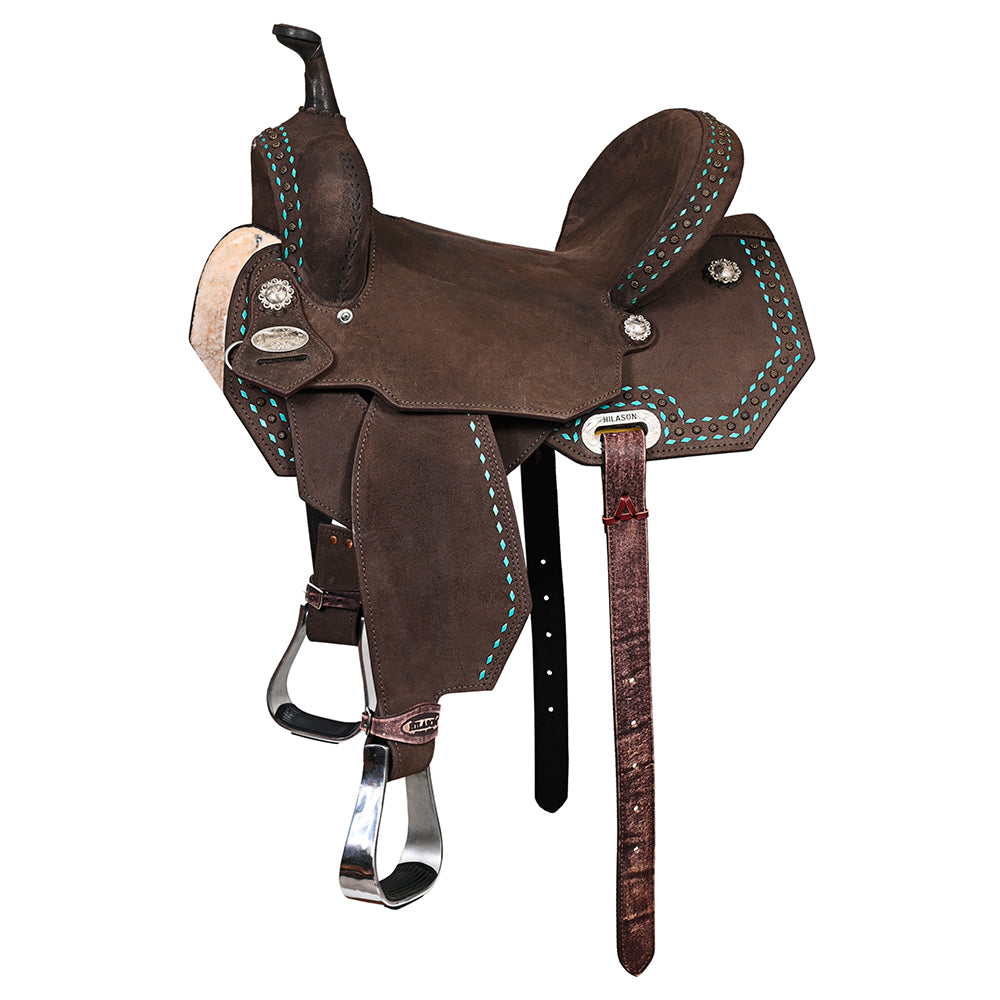 17 In Hilason Flex Tree Western Horse Saddle American Leather Barrel Trail