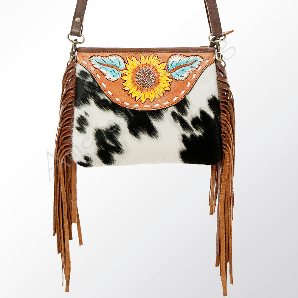 American Darling ADBGA159 Crossbody Hand Tooled Hair-On Genuine Leather Women Bag Western Handbag Purse