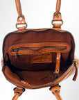 Spaghetti Western Swc123Acg Tote Vintage Handmade Drum Dyed Genuine European Cowhide Leather Women Bag Western Handbag Purse