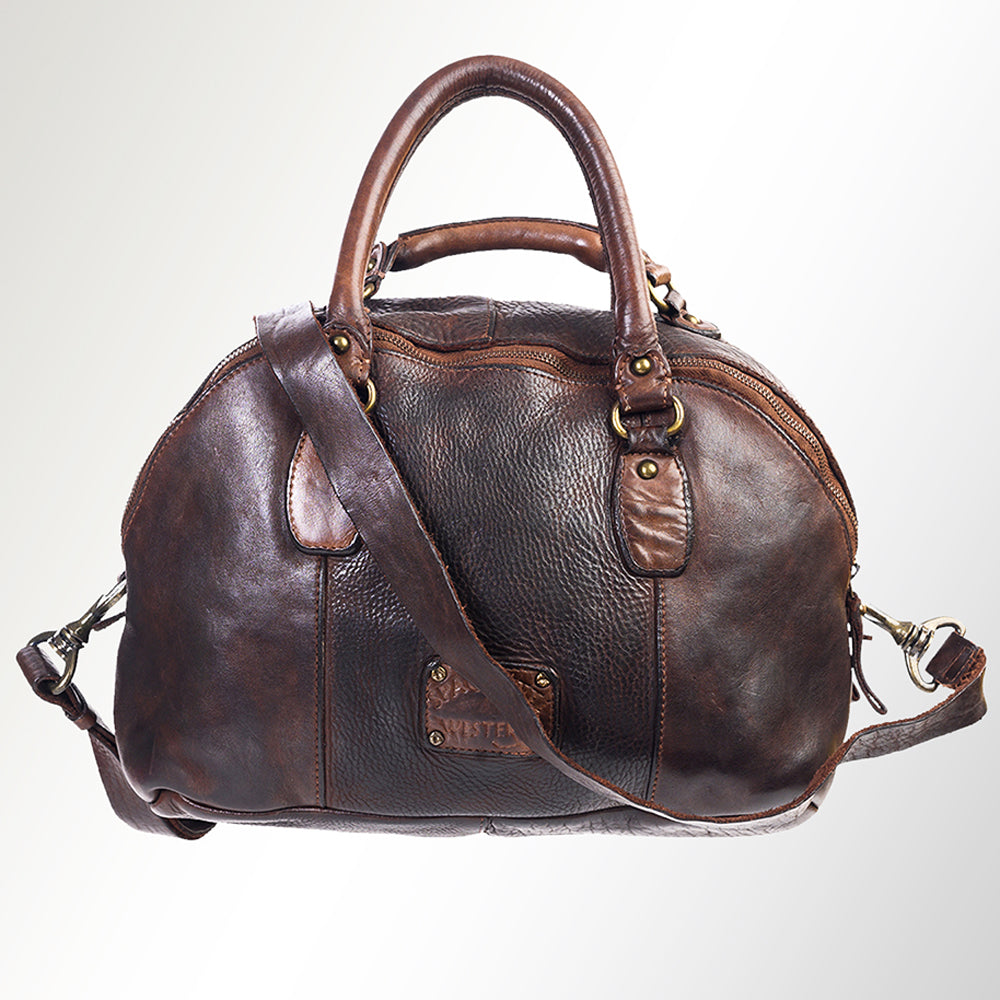 Spaghetti Western Swc124Bbrn Tote Vintage Handmade Drum Dyed Genuine European Cowhide Leather Women Bag Western Handbag Purse