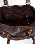 Spaghetti Western Swc124Bbrn Tote Vintage Handmade Drum Dyed Genuine European Cowhide Leather Women Bag Western Handbag Purse