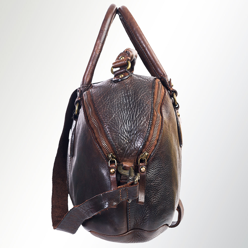 Spaghetti Western Swc124Bbrn Tote Vintage Handmade Drum Dyed Genuine European Cowhide Leather Women Bag Western Handbag Purse