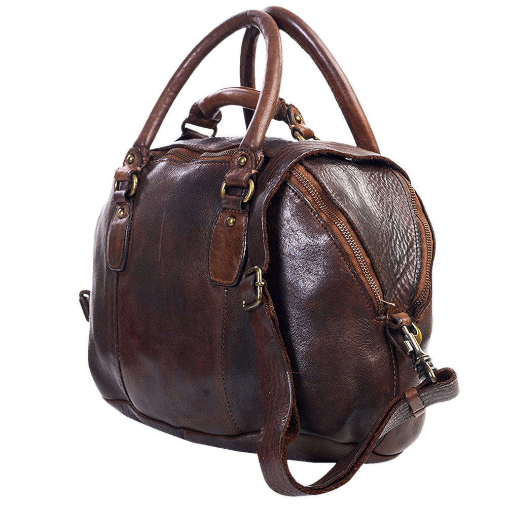 Spaghetti Western Swc124Bbrn Tote Vintage Handmade Drum Dyed Genuine European Cowhide Leather Women Bag Western Handbag Purse