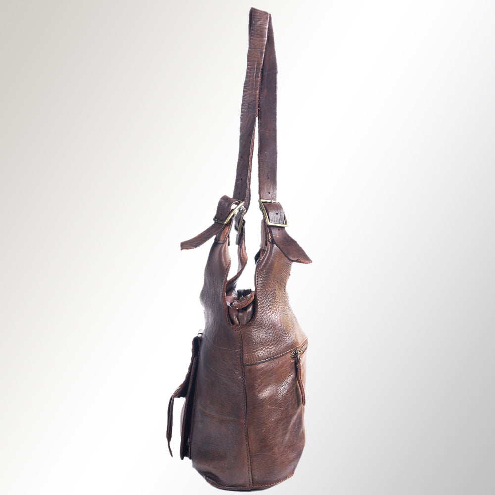 Spaghetti Western Swc125Brn Tote Vintage Handmade Drum Dyed Genuine European Cowhide Leather Women Bag Western Handbag Purse