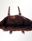 Spaghetti Western Swc126Brn Tote Vintage Handmade Drum Dyed Genuine European Cowhide Leather Women Bag Western Handbag Purse