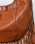 Spaghetti Western Swc127Tan Hobo Vintage Handmade Drum Dyed Genuine European Cowhide Leather Women Bag Western Handbag Purse