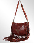 Spaghetti Western Swc128Cg Hobo Vintage Handmade Drum Dyed Genuine European Cowhide Leather Women Bag Western Handbag Purse