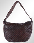 Spaghetti Western Swc129Brn Hobo Vintage Handmade Drum Dyed Genuine European Cowhide Leather Women Bag Western Handbag Purse