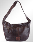 Spaghetti Western Swc129Brn Hobo Vintage Handmade Drum Dyed Genuine European Cowhide Leather Women Bag Western Handbag Purse