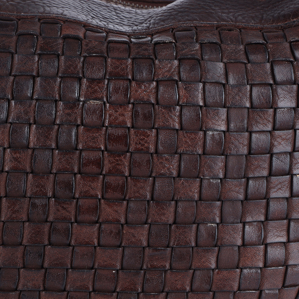 Spaghetti Western Swc129Brn Hobo Vintage Handmade Drum Dyed Genuine European Cowhide Leather Women Bag Western Handbag Purse