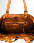 Spaghetti Western Swc132Tan Tote Vintage Handmade Drum Dyed Genuine European Cowhide Leather Women Bag Western Handbag Purse