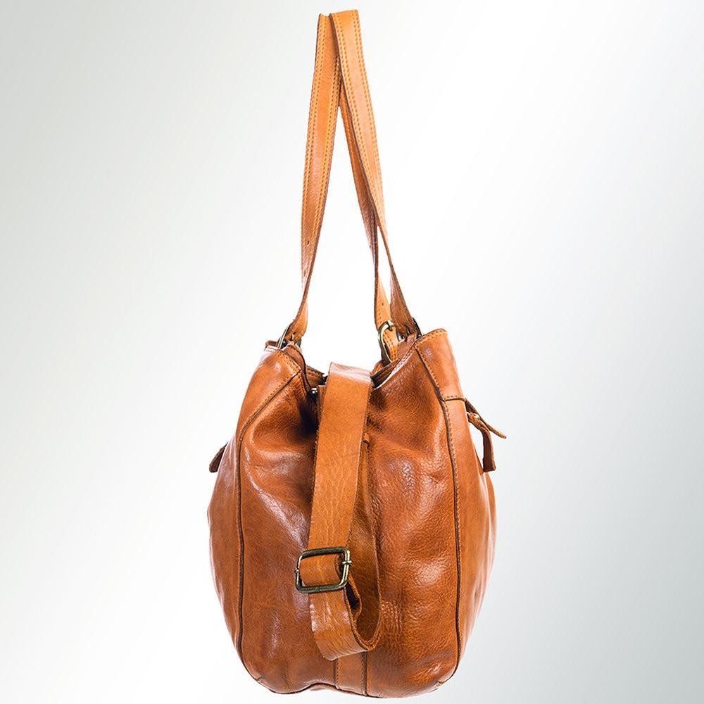 Spaghetti Western Swc132Tan Tote Vintage Handmade Drum Dyed Genuine European Cowhide Leather Women Bag Western Handbag Purse