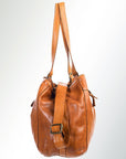 Spaghetti Western Swc132Tan Tote Vintage Handmade Drum Dyed Genuine European Cowhide Leather Women Bag Western Handbag Purse