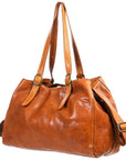 Spaghetti Western Swc132Tan Tote Vintage Handmade Drum Dyed Genuine European Cowhide Leather Women Bag Western Handbag Purse