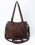 Spaghetti Western Swc133Brn Tote Vintage Handmade Drum Dyed Genuine European Cowhide Leather Women Bag Western Handbag Purse