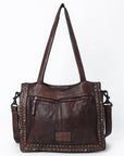 Spaghetti Western Swc133Brn Tote Vintage Handmade Drum Dyed Genuine European Cowhide Leather Women Bag Western Handbag Purse
