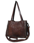 Spaghetti Western Swc133Brn Tote Vintage Handmade Drum Dyed Genuine European Cowhide Leather Women Bag Western Handbag Purse