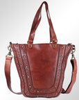 Spaghetti Western Swc134Cg Tote Vintage Handmade Drum Dyed Genuine European Cowhide Leather Women Bag Western Handbag Purse