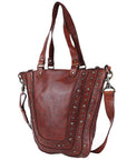 Spaghetti Western Swc134Cg Tote Vintage Handmade Drum Dyed Genuine European Cowhide Leather Women Bag Western Handbag Purse