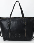 Spaghetti Western Swc135Ablk Tote Vintage Handmade Drum Dyed Genuine European Cowhide Leather Women Bag Western Handbag Purse