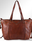Spaghetti Western Swc135Btan Tote Vintage Handmade Drum Dyed Genuine European Cowhide Leather Women Bag Western Handbag Purse