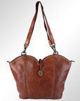 Spaghetti Western Swc136Btan Hobo Vintage Handmade Drum Dyed Genuine European Cowhide Leather Women Bag Western Handbag Purse