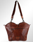 Spaghetti Western Swc136Btan Hobo Vintage Handmade Drum Dyed Genuine European Cowhide Leather Women Bag Western Handbag Purse