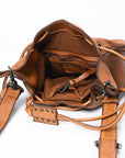 Spaghetti Western Swc137Tan Tote Vintage Handmade Drum Dyed Genuine European Cowhide Leather Women Bag Western Handbag Purse