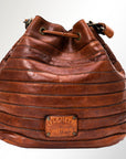 Spaghetti Western Swc138Bcg Hobo Vintage Handmade Drum Dyed Genuine European Cowhide Leather Women Bag Western Handbag Purse
