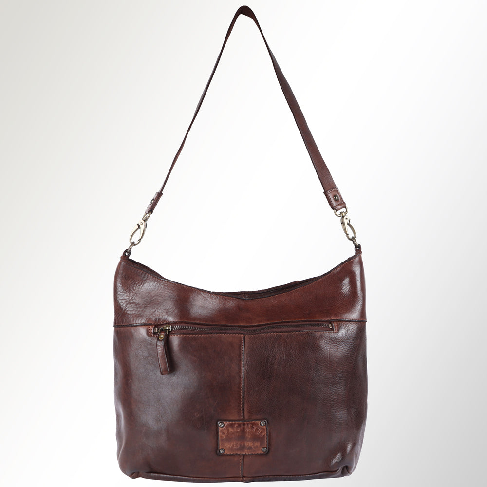 Spaghetti Western Swc140Brn Hobo Vintage Handmade Drum Dyed Genuine European Cowhide Leather Women Bag Western Handbag Purse