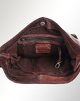 Spaghetti Western Swc140Brn Hobo Vintage Handmade Drum Dyed Genuine European Cowhide Leather Women Bag Western Handbag Purse