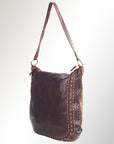 Spaghetti Western Swc142Abrn Hobo Vintage Handmade Drum Dyed Genuine European Cowhide Leather Women Bag Western Handbag Purse