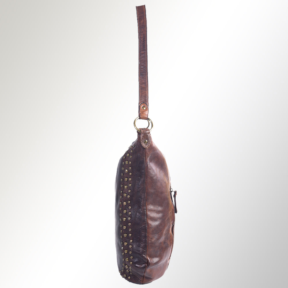 Spaghetti Western Swc142Abrn Hobo Vintage Handmade Drum Dyed Genuine European Cowhide Leather Women Bag Western Handbag Purse