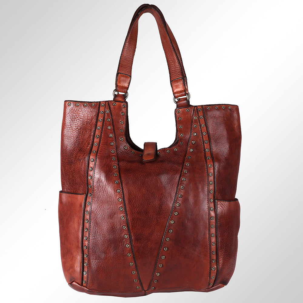 Spaghetti Western Swc144Acg Tote Vintage Handmade Drum Dyed Genuine European Cowhide Leather Women Bag Western Handbag Purse