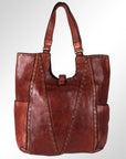Spaghetti Western Swc144Acg Tote Vintage Handmade Drum Dyed Genuine European Cowhide Leather Women Bag Western Handbag Purse