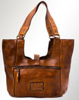 Spaghetti Western Swc144Btan Tote Vintage Handmade Drum Dyed Genuine European Cowhide Leather Women Bag Western Handbag Purse