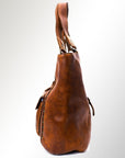 Spaghetti Western Swc144Btan Tote Vintage Handmade Drum Dyed Genuine European Cowhide Leather Women Bag Western Handbag Purse