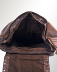 Spaghetti Western Swc145Abrn Backpack Vintage Handmade Drum Dyed Genuine European Cowhide Leather Women Bag Western Handbag Purse
