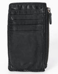 Spaghetti Western Swc146Ablk Card-Holder Vintage Handmade Drum Dyed Genuine European Cowhide Leather Women Bag Western Handbag Purse
