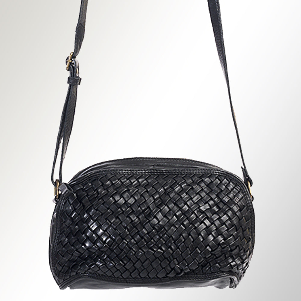 Spaghetti Western Swc148Blk Cross Body I Vintage Handmade Drum Dyed Genuine European Cowhide Leather Women Bag Western Handbag Purse