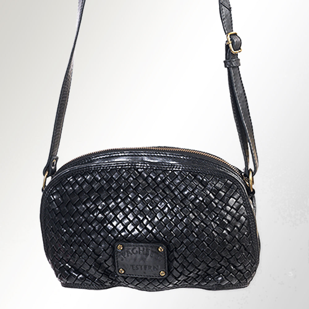 Spaghetti Western Swc148Blk Cross Body I Vintage Handmade Drum Dyed Genuine European Cowhide Leather Women Bag Western Handbag Purse
